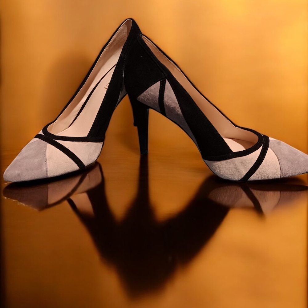 Elegant Black and Gray Women's Heels